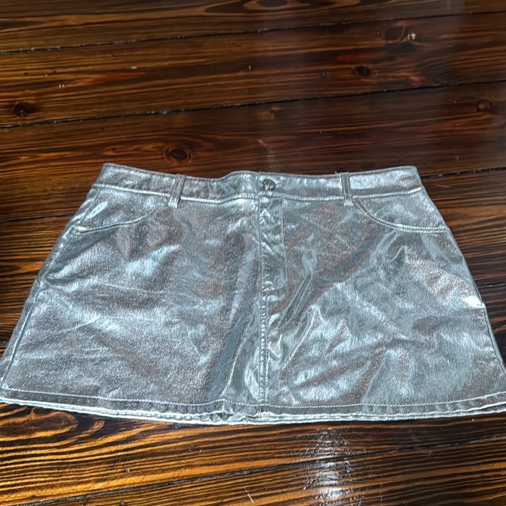 Edikted Metallic Silver Mini Skirt